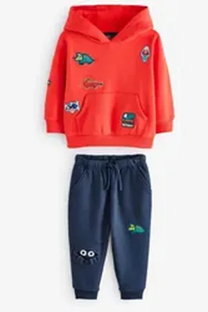 Next Sweatanzug Hoodie und Jogginghose, Motivaufnäher (2-tlg) rot 86-92 (1,5-2 J.)