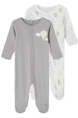 NAME IT Strampler Baby Unisex 2er Pack Strampler Ballon (Packung, 2-tlg., 2er-Pack) grau 92
