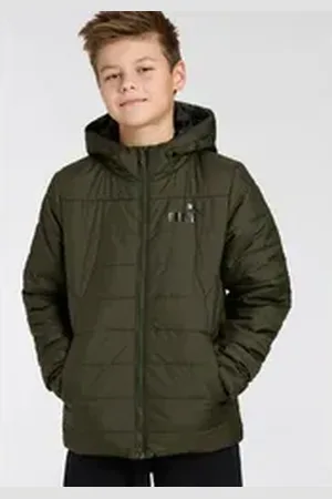 PUMA Winterjacke ESS HOODED PADDED JACKET grün 140