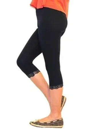 Yeset Caprihose Mädchen Kinder Leggings Leggins Hose Capri 3/4 kurz Spitze Baumwolle D blau 146