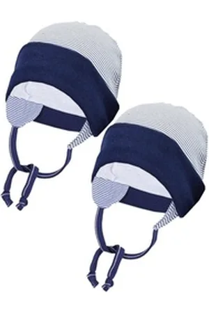TupTam Erstlingsmütze Baby Erstlingsmütze mit Ohrenklappen 2er Pack blau 62-68