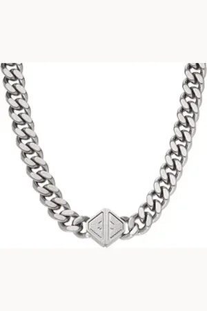 Emporio Armani Kette mit Anhänger Schmuck Geschenk Edelstahl Halskette, EGS3131040 silberfarben