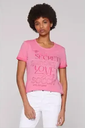 Soccx Rundhalsshirt mit fixierten Turn-Up-Ärmeln rosa XXL