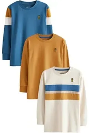 Next Langarmshirt 3er-Pack Langarmshirts im Farbblockdesign (3-tlg) gelb 122 (7 J.)