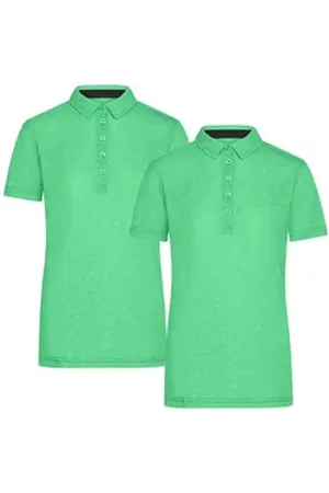 James & Nicholson Poloshirt Doppelpack Damen Funktionspolo für Freizeit und Sport Polo JN753 (Doppelpack, 2er-Pack) Atmungsaktiv, feuchtigkeitsregulierend und schnelltrocknend grün L