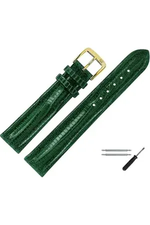 MARBURGER Uhrenarmband 20mm Leder Eidechse (Teju) Schuppung grün