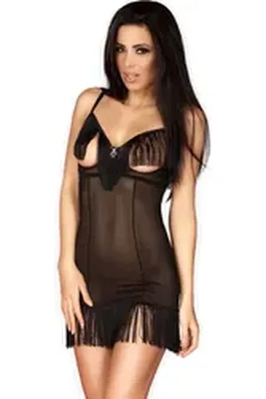 Chilirose Negligé - Babydoll CR3681 - (L/XL,S/M) schwarz S/M