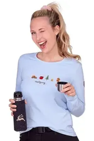 Almgwand Trachtenshirt Longsleeve Damen - LAZINSERALM - hellblau blau XXL