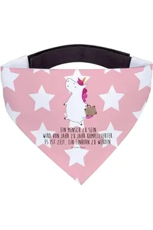 Mr. & Mrs. Panda Hundefliege Einhorn Koffer - Rot Pastell - Geschenk, Reise, Hundehalstuch, witzig, Polyester rot L | 33 cm x 33 cm