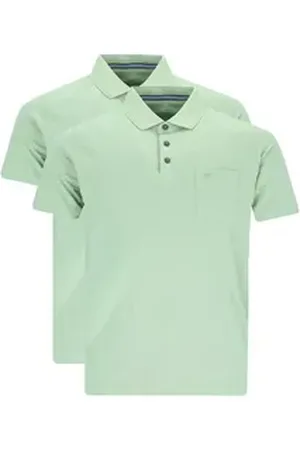 HAJO Poloshirt 2er Pack Pique (Spar-Set, 2-tlg) Poloshirt - Baumwolle - Atmungsaktiv - Gesäumter Armabschluss grün 54