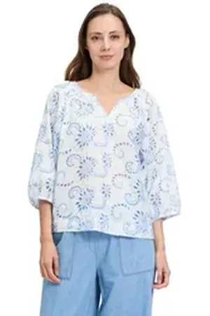 Betty & Co Betty&Co Schlupfbluse Schlupfbluse mit Stickerei blau|weiß 46