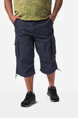 Happy Size Men Plus Bermudas Men+ 3/4-Cargohose Ripstop teilelastischer Bund blau 62