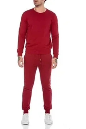 Redbridge Jogginganzug Red Bridge Herren Jogginganzug Set Sweatshirt Hose Premium Basic (Spar-Set, 2-tlg), Premium Qualität, gemütlich, vielseitig rot XL