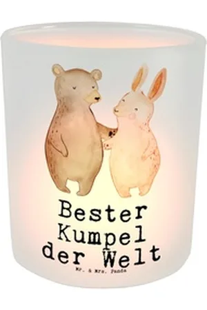 Mr. & Mrs. Panda Windlicht Hase Bester Kumpel der Welt - Transparent - Geschenk, Liebster, Mitbr (1 St), Charmante Designs