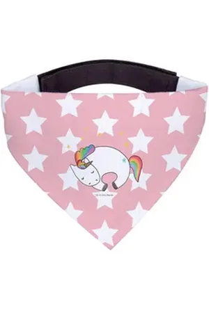 Mr. & Mrs. Panda Hundefliege Einhorn Nacht - Rot Pastell - Geschenk, Träume, Hunde, Einhorn Deko, Polyester rot S | 22.5 cm x 22.5 cm