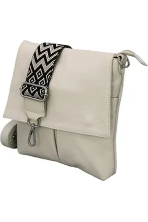 Adel Bags Schultertasche ELLA Umhängetasche für Damen mit 2 Riemen, echtes Leder, hergestellt in Italien beige
