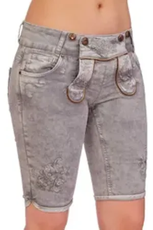 hangOwear Trachtenjeans Trachtenjeans Damen - OVIDA Bermuda - rot, hellgrau grau 46