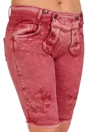 hangOwear Trachtenjeans Trachtenjeans Damen - OVIDA Bermuda - senfgelb, weinrot rot 46