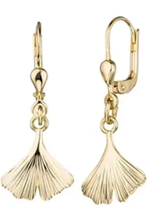 Jobo Paar Ohrhänger Ginko, 375 Gold gelb|goldfarben
