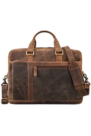 STILORD Laptoptasche Nico Umhängetasche Leder groß braun