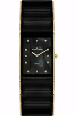 Jacques Lemans Keramikuhr Dublin, 1-1940J, Quarzuhr, Armbanduhr, Damenuhr, Perlmutt-Zifferblatt,Keramikarmband schwarz