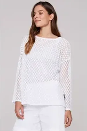 Soccx Langarmshirt mit Lochmuster weiß XXL