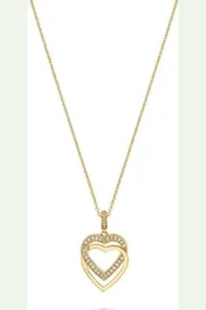Jette Joop Kette mit Anhänger Swing Heart Damen Halskette vergoldet – 925er Silber 88336071NL, mit Zirkonia-Herzanhänger, 45 cm