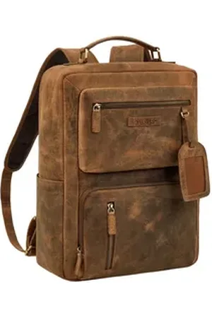 STILORD Notebookrucksack "Alejandro" moderner Business Lederrucksack 15.6 Zoll für Herren braun
