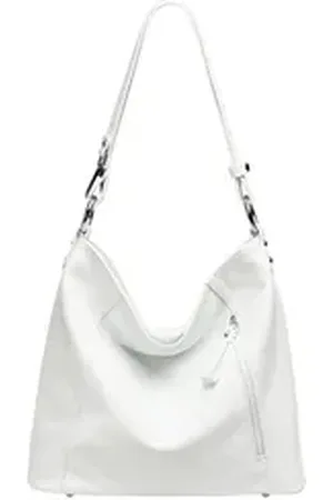 CASPAR Schultertasche 2-in-1 Leder Umhängetasche Damen Tasche -PREMIUM LINE - Modell No.806, robust, elegant & unempfindlich - 100% Echtleder - Handmade in Italy weiß