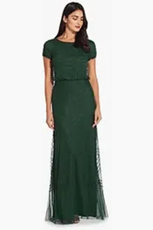 Adrianna Papell Abendkleid Blouson Beaded Long Dress Abend, Cocktail, Formell, Hochzeit, Anlass grün 38