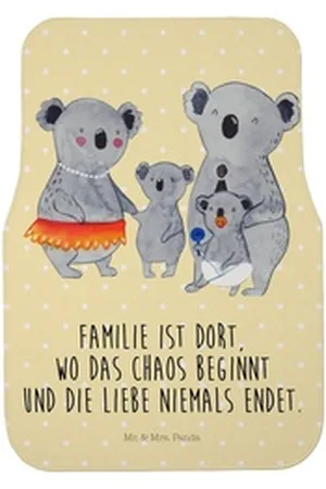 Mr. & Mrs. Panda Fußmatte Koala Familie - Gelb Pastell - Geschenk, Papa, Kinder, Muttertag, Sch, Höhe: 63 mm gelb