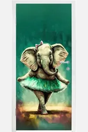 MuchoWow Türtapete Elefant - Ballerina - Farbe - Bogen - Porträt - Kinder, Matt, bedruckt, (1 St), Türfolie Selbstklebend, Türtapete, Türdeko Poster, 95x235 cm bunt 95 m x 235 m