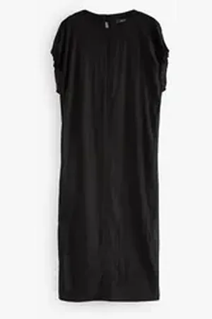 Next Midikleid Kurzärmeliges, gerafftes, enges Midikleid (1-tlg) schwarz 34 (GB: 6)
