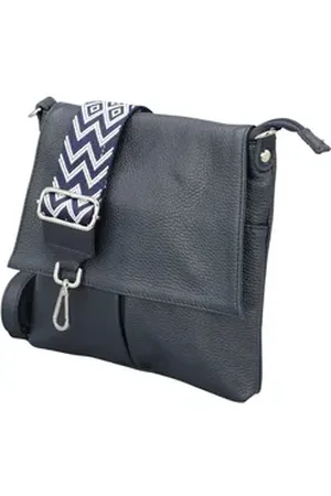 Adel Bags Schultertasche ELLA Umhängetasche für Damen mit 2 Riemen, echtes Leder, hergestellt in Italien blau