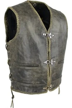 ALPHA Lederweste Lederweste Herren Motorrad Leder Weste Biker Kutte Club Custom S
