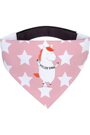 Mr. & Mrs. Panda Hundefliege Einhorn Dankeschön - Rot Pastell - Geschenk, große Hunde, Einhorn Dek, Polyester rot L | 33 cm x 33 cm
