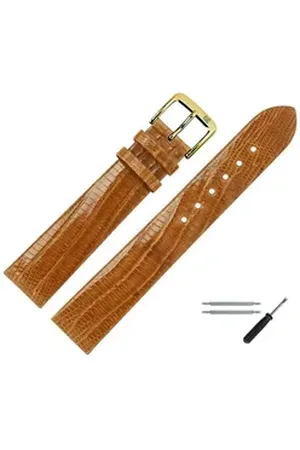 MARBURGER Uhrenarmband 16mm Leder Eidechse (Teju) Schuppung braun