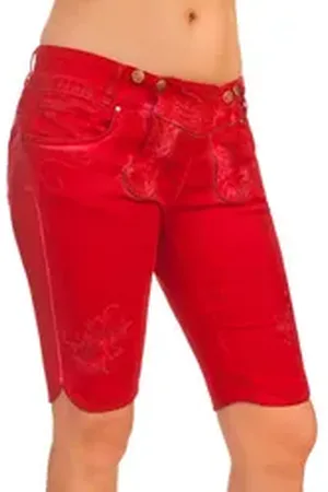 hangOwear Trachtenjeans Trachtenjeans Damen - OVIDA Bermuda - rot, hellgrau rot 32