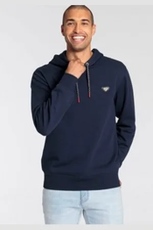 Bruno Banani Kapuzensweatshirt schmale Passform, mit Logodruck, aus Baumwollmischung blau S (44/46)