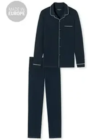 Schiesser Pyjama Fine Interlock blau 52