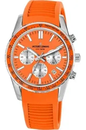 Jacques Lemans Chronograph Liverpool, 1-2059F, Quarzuhr, Armbanduhr, Herrenuhr, Damenuhr, bis 10 bar wasserdicht orange