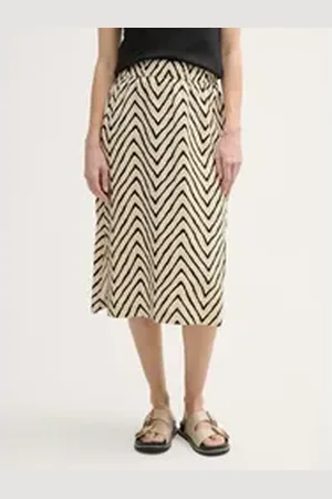 TOM TAILOR Sommerrock High Waist Midi-Rock mit Leinenanteil braun 36