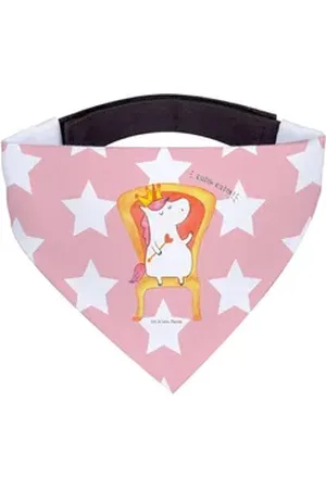 Mr. & Mrs. Panda Hundefliege Einhorn König - Rot Pastell - Geschenk, Einhorn Deko, Prinzessin, gro, Polyester rot L | 33 cm x 33 cm