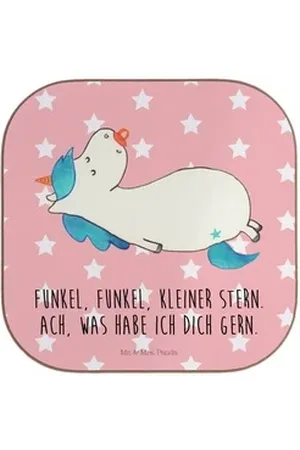 Mr. & Mrs. Panda Getränkeuntersetzer Einhorn Schnuller - Rot Pastell - Geschenk, Baby, Säugling, Holzunter, 1-tlg., Moderne Designs rot