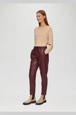 QS by s.Oliver 7/8-Hose Jogpants aus Lederimitat Gummizug rot 32