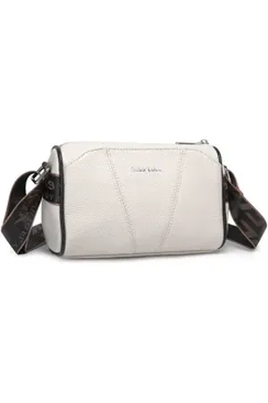 MISS LULÙ Umhängetasche Damen elegante Crossbody Bag aus Leder mit verstellbarem Breitriemen beige