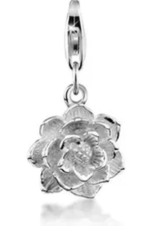 Nenalina Charm-Einhänger Anhänger Lotus Blüte Floral Flower 925 Silber silberfarben