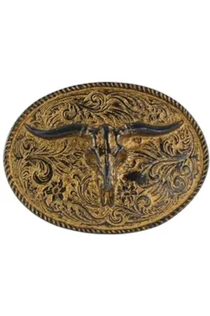 BELTINGER Gürtelschnalle Longhorn 4,0 cm - Buckle Gürtelschließe Reitaccessoires 40mm - für Rei (1-St) goldfarben|schwarz