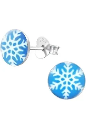 Bungsa Ohrring-Set Ohrstecker Schneeflocke aus 925 Silber Kinder (1 Paar (2 Stück), 2-tlg), Ohrschmuck Ohrringe blau|silberfarben