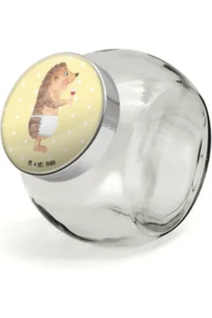 Mr. & Mrs. Panda Vorratsglas Igel Wein XL 2000ml - Gelb Pastell - Geschenk, Süßigkeitendose, Gute, Premium Glas, (1-tlg), Individuelles Design gelb 12 cm x 16 cm
